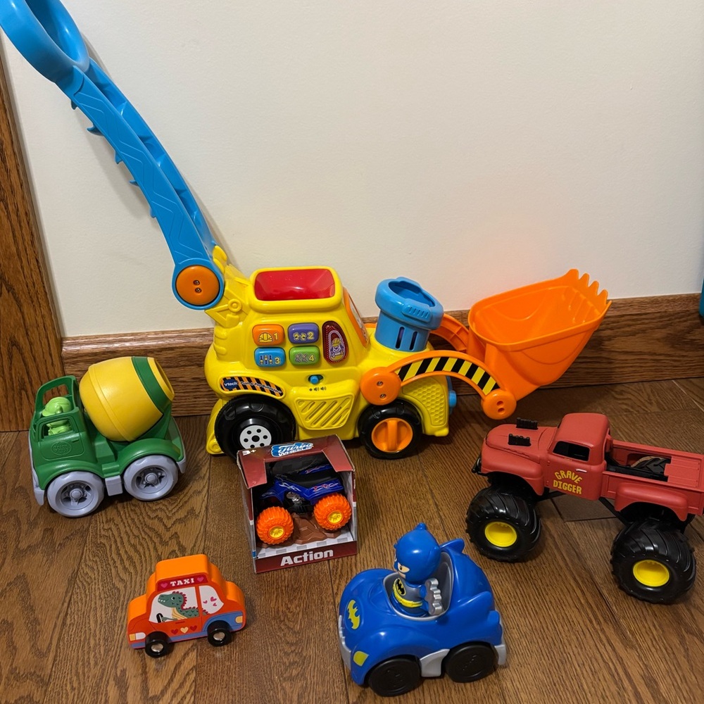 VTech Dump Truck Toy Bundle Excavator, Cement Mixer, Monster Trucks, Batman Car